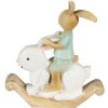Clayre & Eef 6PR3871 Dekorace králík 10x4x11 cm bílá - zelená