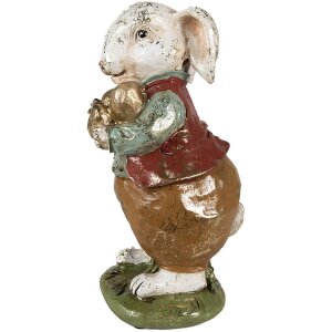 Clayre & Eef 6PR3875 Dekorace králík 9x12x22 cm béžová - červená