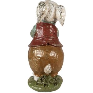 Clayre & Eef 6PR3875 Dekorace králík 9x12x22 cm béžová - červená