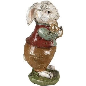 Clayre & Eef 6PR3875 Dekorace králík 9x12x22 cm béžová - červená
