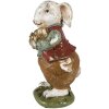 Clayre & Eef 6PR3875 Dekorace králík 9x12x22 cm béžová - červená