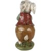 Clayre & Eef 6PR3875 Dekorace králík 9x12x22 cm béžová - červená