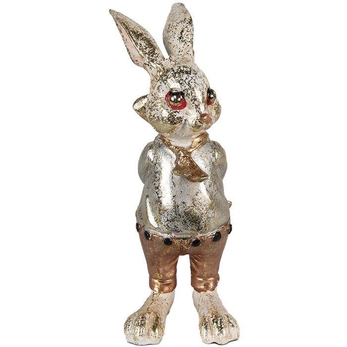 Clayre & Eef 6PR3881 Dekorace Králík 6x7x14 cm Béžová - Zlatá barva