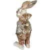 Clayre & Eef 6PR3881 Dekorace Králík 6x7x14 cm Béžová - Zlatá barva