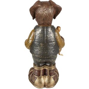 Clayre & Eef 6PR3882 Dekorace Pes 16x14x34 cm Hnědá - zelená