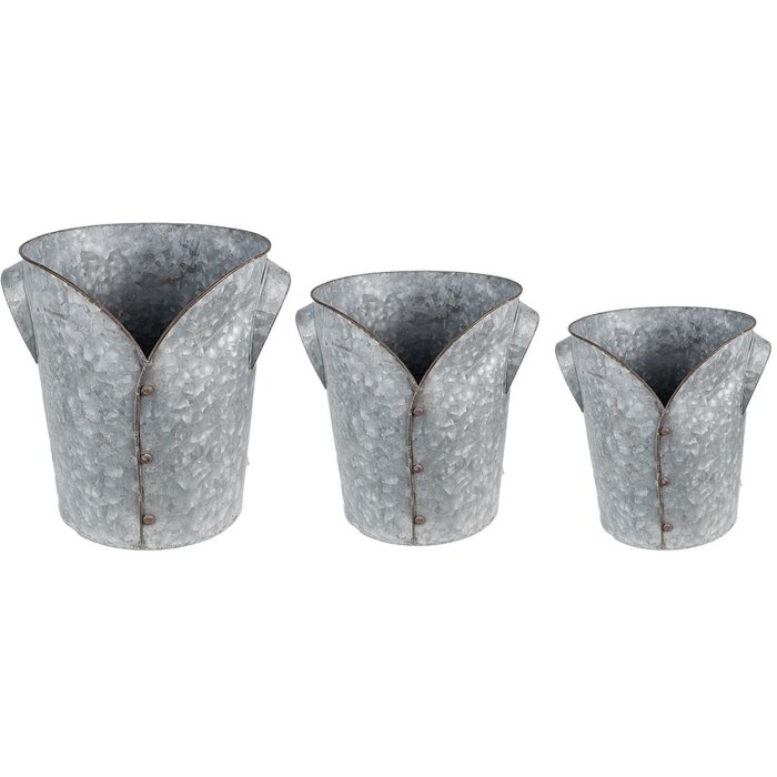 Clayre & Eef 6Y4873 Držák na rostliny (sada 3 kusů) Ø 25x28 - Ø 21x24 - Ø 17x20 cm šedý