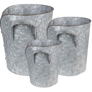 Clayre & Eef 6Y4873 Držák na rostliny (sada 3 kusů) Ø 25x28 - Ø 21x24 - Ø 17x20 cm šedý