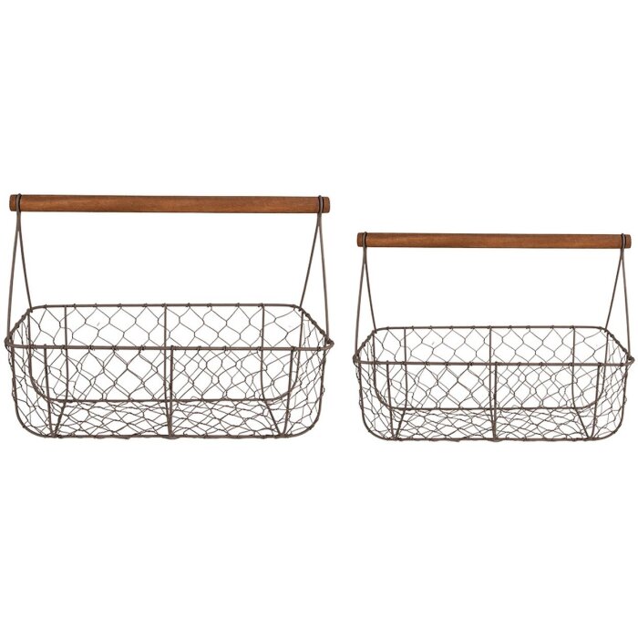 Clayre & Eef 6Y5259 Koše (sada 2 ks) 36x17x12-27 - 32x15x10-22 cm Hnědý obdélník