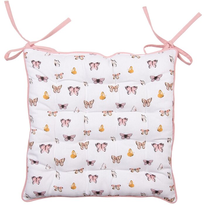 Clayre & Eef BPD29 Polštář na židli s pěnou 40x40x4 cm béžový - růžový