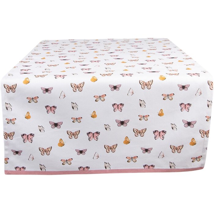 Clayre & Eef BPD64 Běhoun na stůl 50x140 cm Béžová - Růžová