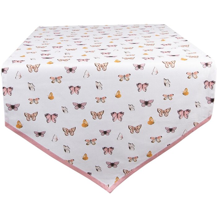 Clayre & Eef BPD65 Běhoun na stůl 50x160 cm Béžová - Růžová