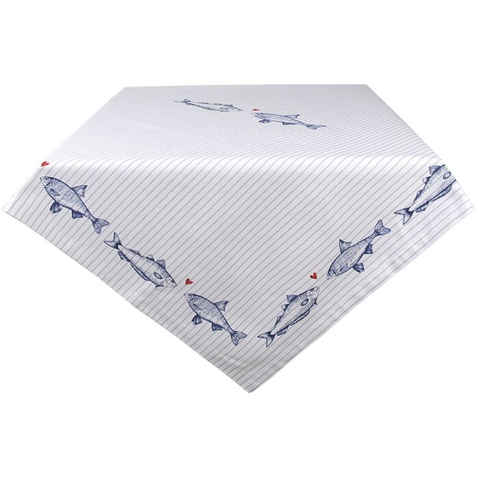 Clayre & Eef SSF03 Ubrus 130x180 cm Bílý - modrý obdélník