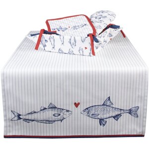 Clayre & Eef SSF47 Koš na chléb 35x35x8 cm Bílý - Modrý čtverec