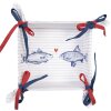 Clayre & Eef SSF47 Koš na chléb 35x35x8 cm Bílý - Modrý čtverec