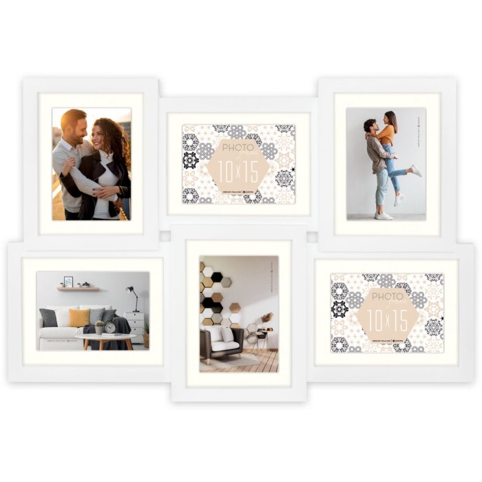ZEP Gallery rám Oviedo bílý 6 fotografií 10x15 cm nebo 15x20 cm (62x43 cm)
