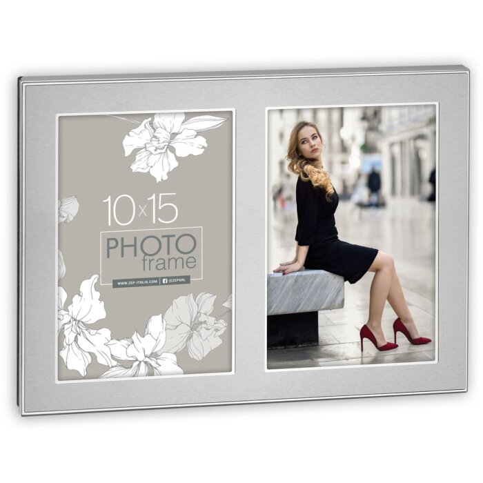 ZEP kovový dvojitý rám Olimpia stříbrný 2 fotografie 10x15 cm