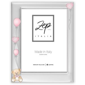 ZEP kovový rámeček na dětské fotografie Ivan růžový 10x15 cm stříbrný lesklý