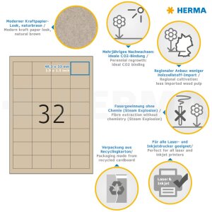HERMA 10752 Štítky A4 48,3x33,8 mm přírodní hnědý papír Silphie 20 listů