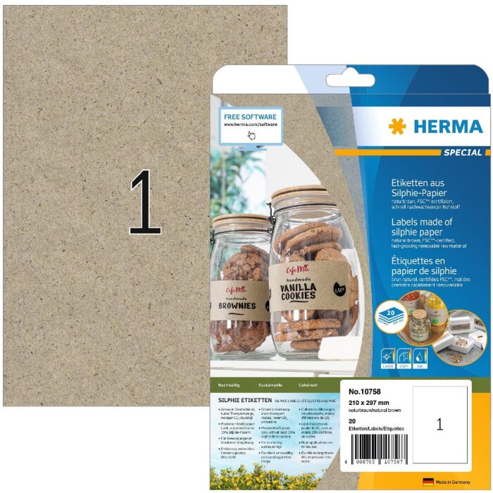 HERMA 10758 Štítky Silphie papír A4 210 x 297 mm přírodní hnědý permanentní