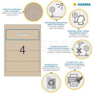 HERMA 10760 Štítky na složky 192 x 61 mm přírodní hnědé permanentní lepidlo 80 ks.