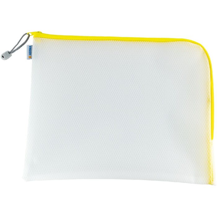 HERMA 20017 Univerzální kapsa A4+ síťovaný vzhled na zip žlutá 36x28 cm