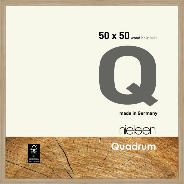 Nielsen Quadrum dřevěný rám 50x50 cm dub přírodní normální sklo montáž na stěnu