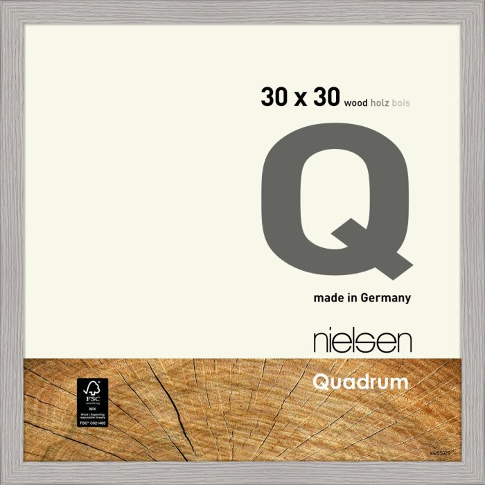 Nielsen dřevěný odnímatelný rám Quadrum 30x30 cm cementově šedý