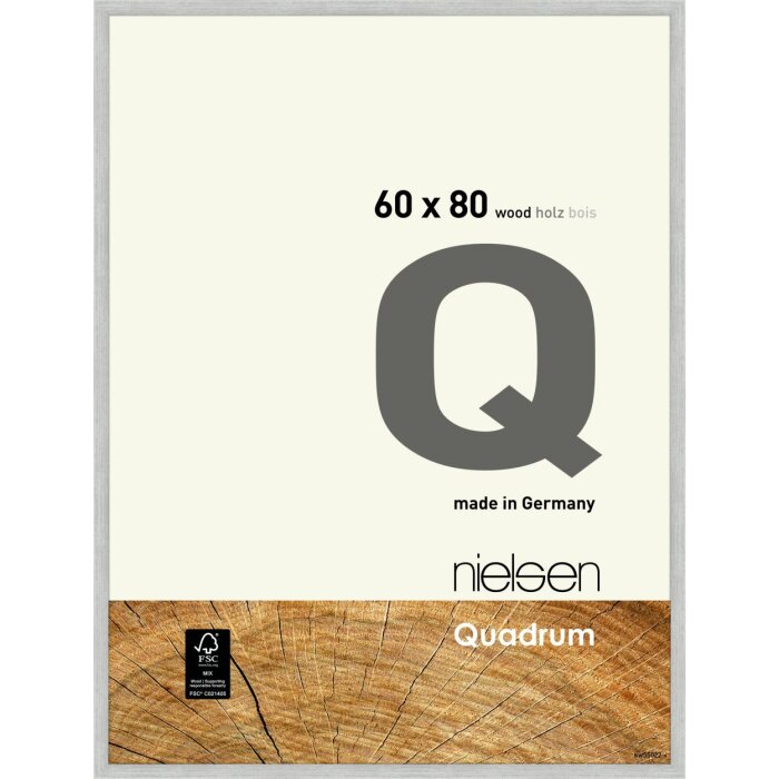Nielsen dřevěný odnímatelný rám Quadrum 60x80 cm stříbrný