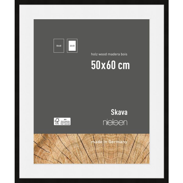 Nielsen dřevěný rám na obrázky Skava černý 50x60 cm s paspartou