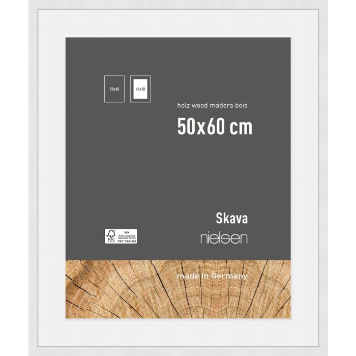 Nielsen dřevěný obrazový rám Skava White 50x60 cm s paspartou 40x50 cm