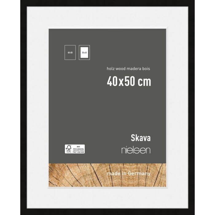 Dřevěný rám na obrázky Nielsen Skava černý 40x50 cm včetně pasparty