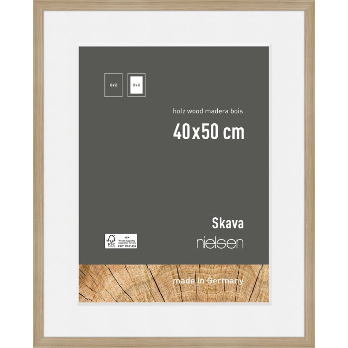 Dřevěný obrazový rám Nielsen Skava dub 40x50 cm s paspartou 30x40 cm
