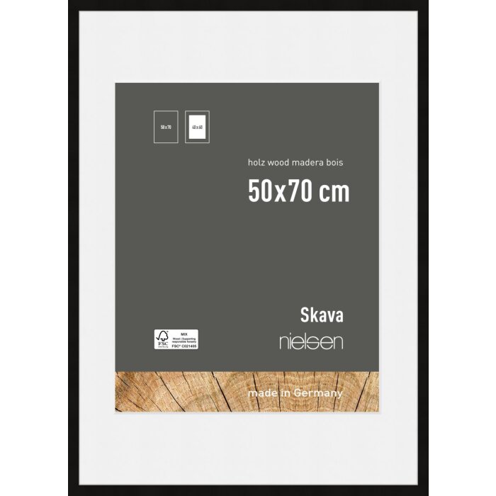 Nielsen dřevěný obrazový rám Skava černý 50x70 cm passe-partout 40x60 cm