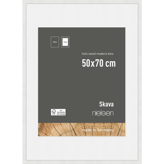 Dřevěný obrazový rám Nielsen Skava bílý 50x70 cm s paspartou 40x60 cm