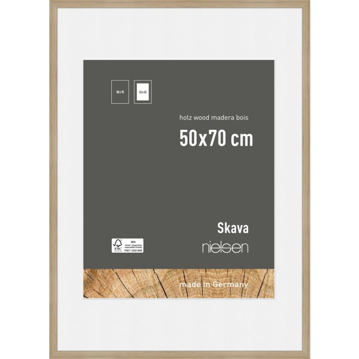 Dřevěný obrazový rám Nielsen Skava dub 50x70 cm s paspartou