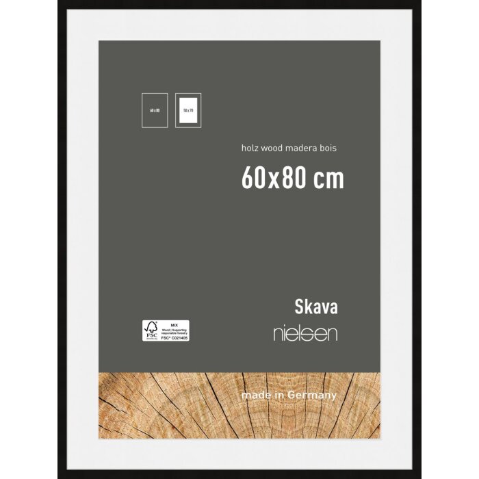 Dřevěný obrazový rám Nielsen Skava černý 60x80 cm s paspartou 50x70 cm