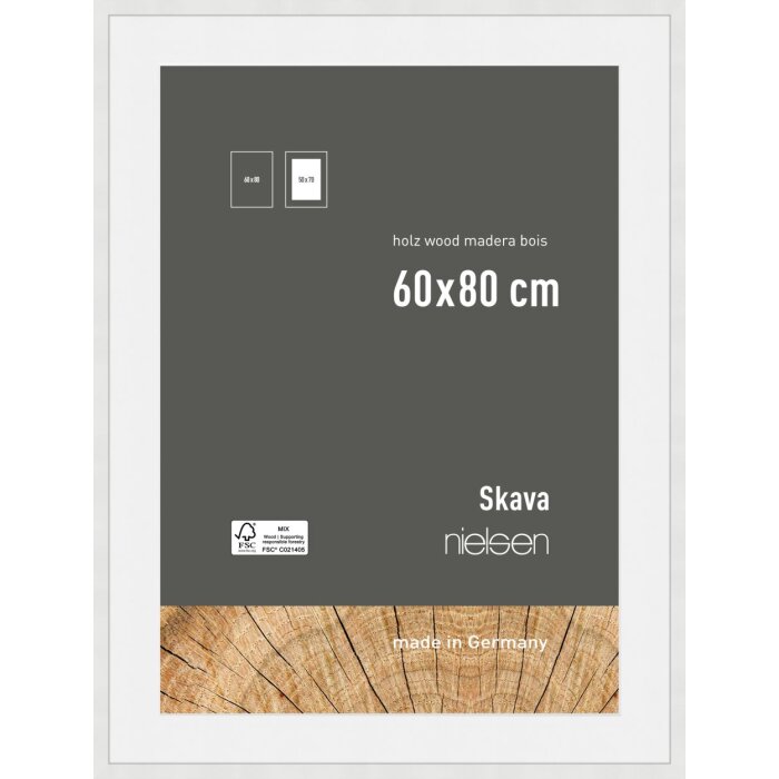Dřevěný obrazový rám Nielsen Skava bílý 60x80 cm s paspartou 50x70 cm