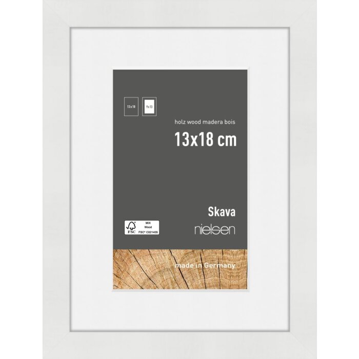 Nielsen dřevěný obrazový rám Skava bílý 13x18 cm s paspartou 9x13 cm