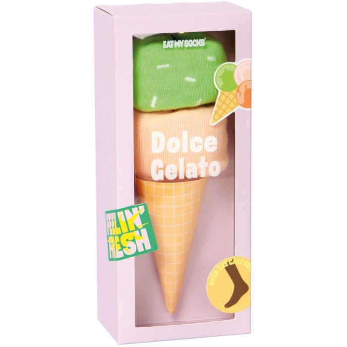 EatMySocks Dlouhé ponožky Dolce Gelato Pink Green zmrzlinový kužel