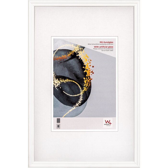 Dřevěný rám Walther Select 30x40 cm bílé umělecké sklo