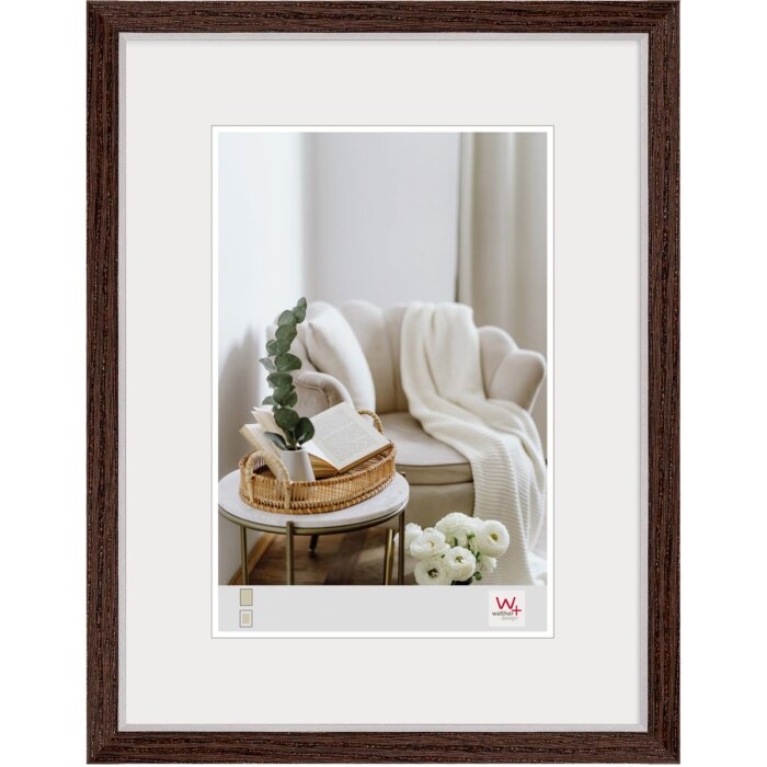 Rám na obraz Walther Hygge 30x40 cm ořech MDF se stříbrným okrajem