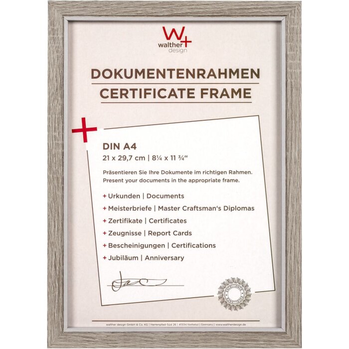 Dřevěný rám Walther MDF Hygge 21x29,7 cm šedý