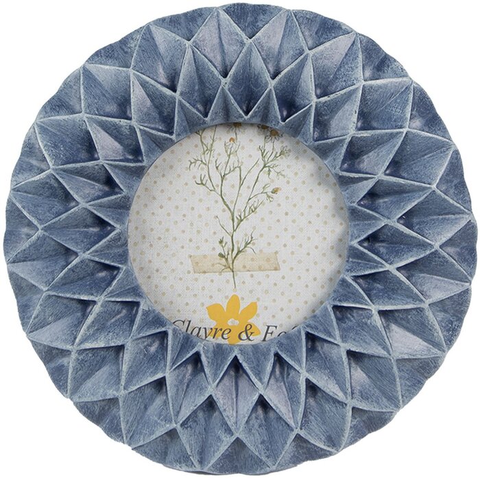 Clayre & Eef 2F1035 Rámeček na obraz modrý Ø 16x2 cm - Ø 8 cm