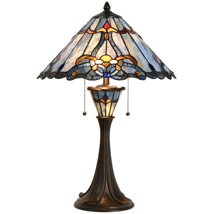 LumiLamp 5LL-6313 Tiffany stolní lampa modrá Ø 40x61 cm E27-max 2x60W