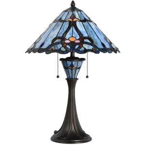 LumiLamp 5LL-6313 Tiffany stolní lampa modrá Ø 40x61 cm E27-max 2x60W