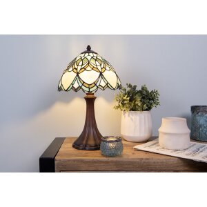 LumiLamp 5LL-6334 Tiffany stolní lampa Béžová Ø 25x42 cm E14-max 1x40W