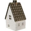 Clayre & Eef 6CE1597L Dekorace domeček s LED diodami béžová, zlatá barva 10x8x16 cm