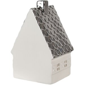Clayre & Eef 6CE1597M Dekorace domeček s LED diodami béžová stříbrná 8x7x12 cm