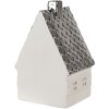 Clayre & Eef 6CE1597M Dekorace domeček s LED diodami béžová stříbrná 8x7x12 cm