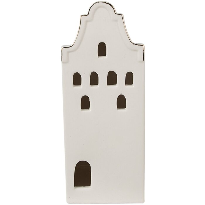 Clayre & Eef 6CE1599M Dekorace domeček s LED diodami béžová, zlatá barva 7x6x16 cm